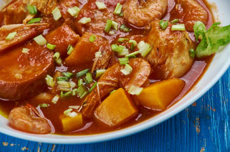 Chicken Shrimp Sausage Gumbo -  Lousiana cooking の写真素材