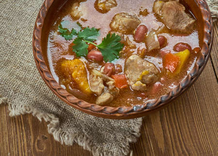 Caribbean One-Pot Stew, Dark Red Kidney Beans, pork loin and a savory blend of spices.の写真素材