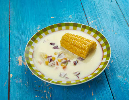 Jamaican Corn Soup - Caribbean Styler soup  close upの写真素材