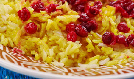 Persian Cranberry Rice Pilaf , made with basmati rice, cranberries, and saffron.の写真素材