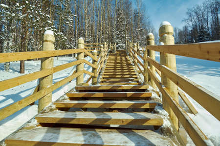 Russian Traditional wooden gangway , Malye Karely village, Arkhangelsk region, Russiaの写真素材