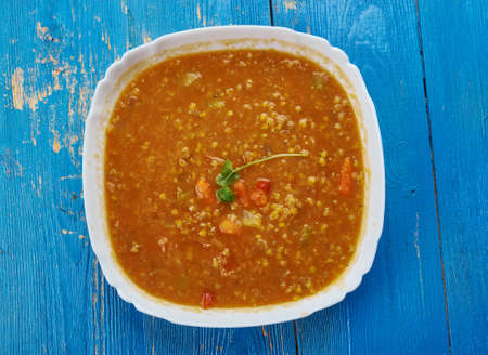 Persian Lentil Soup, Dried limes, or black limes, provide a complex flavor to many Iranian dishesの写真素材