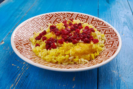 Persian Cranberry Rice Pilaf , made with basmati rice, cranberries, and saffron.の写真素材