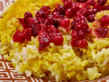 Persian Cranberry Rice Pilaf , made with basmati rice, cranberries, and saffron.の写真素材