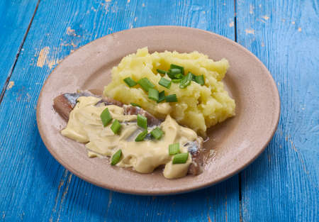 Matjes Hering - raw herring soaked in a mild preserving liquid.の写真素材