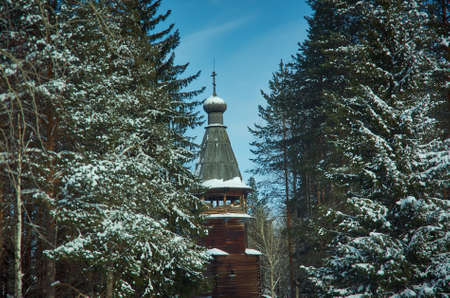 Russian Traditional wooden architecture  - church, Malye Karely village, Arkhangelsk region, Russiaの写真素材