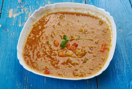 Persian Lentil Soup, Dried limes, or black limes, provide a complex flavor to many Iranian dishesの写真素材