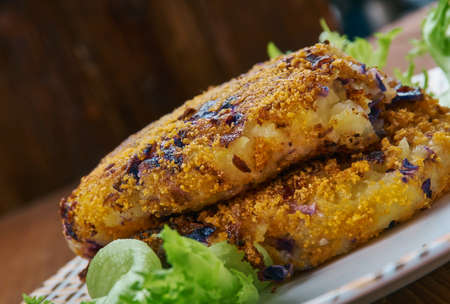 Potato Red Cabbage Tikki -  indian Potato Cabbage Cutlet の写真素材