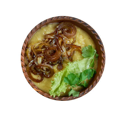 Danish Split Pea Soup and browned onions. 