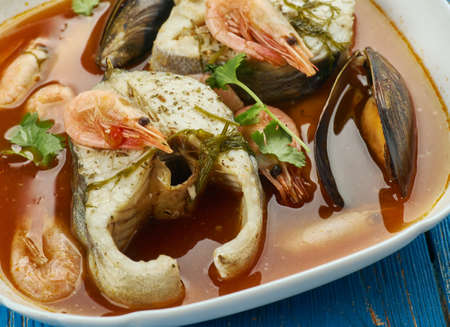 Suquet de peix - French fish soup, close upの写真素材