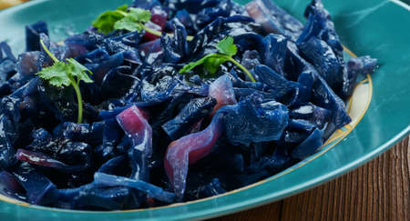 German cuisine , German Braised Red Cabbage,  Traditional assorted dishes, Top view.の写真素材