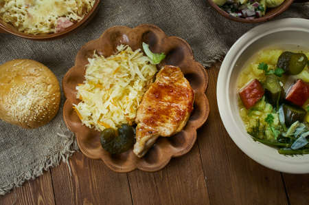 Bavarian cuisine , Traditional Pork Chop and Sauerkraut Casseroleの写真素材