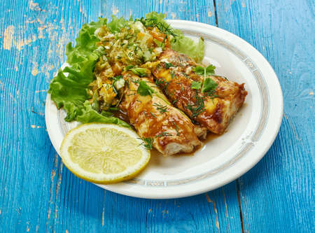 Cajun Blackened Cod, homemade version with chili powder, paprika, onion powder, sea salt, garlic powder, cumin, oregano, の写真素材