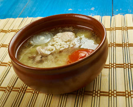 Italian chicken soup with StellinÑ pasta - Pastina の写真素材