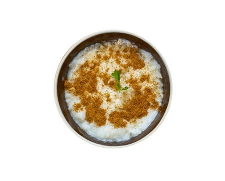 Greek Rizogalo - Rice Pudding , Traditional assorted dishes, Top view.の写真素材