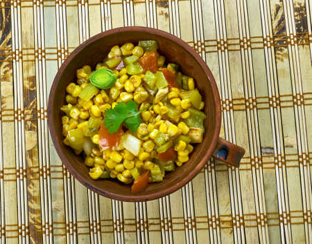 Sweet corn chaat  and Indian species.  Indian Vegetarian Recipes