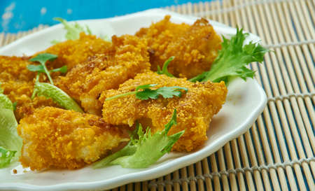 Fish Koliwada ,fry in which fish is marinated in a thick batter and fried ,  popular fish recipe from the state of Maharashtra.の写真素材