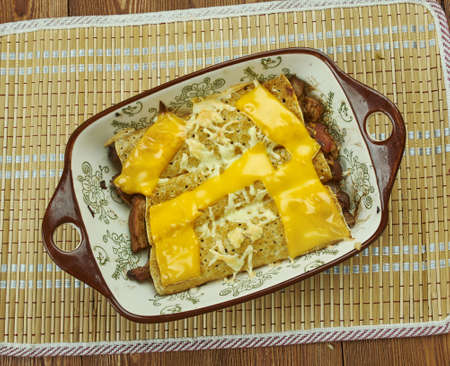 Delicious Mexican Pork Chili Verde Enchiladas, close up