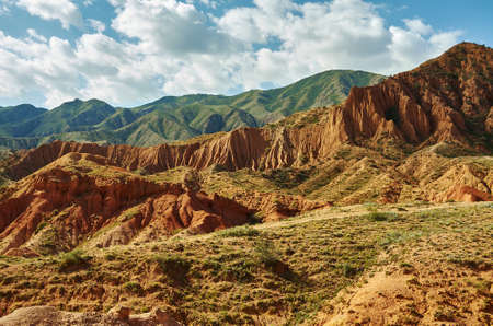 Fairy Tale Canyon, rock formations on the Issyk-Kul lake. Kyrgyzstan.Central Asiaの写真素材