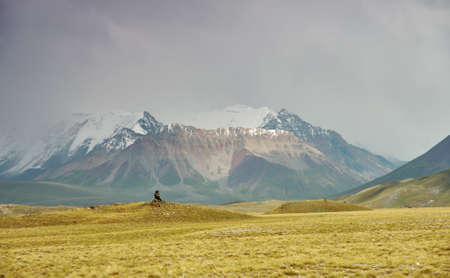 Alay Valley of Osh Region, Kyrgyzstan,  Pamir mountains in Kyrgyzstanの写真素材