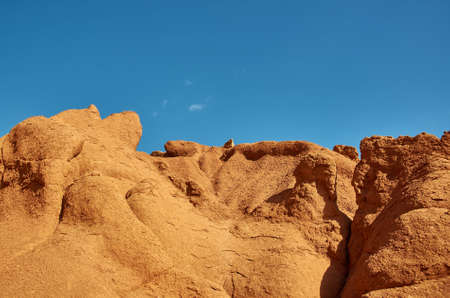 Fairy Tale Canyon, rock formations on the Issyk-Kul lake. Kyrgyzstan.Central Asia