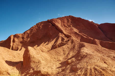 Fairy Tale Canyon, rock formations on the Issyk-Kul lake. Kyrgyzstan.Central Asia