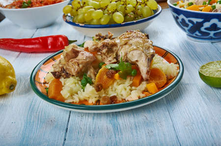 IraqiBiryani Rice , Asia Traditional assorted dishes, Top view.