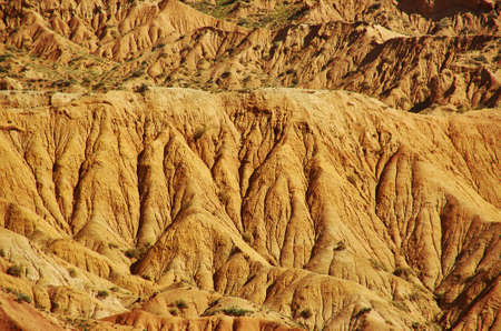 Fairy Tale Canyon, rock formations on the Issyk-Kul lake. Kyrgyzstan.Central Asia