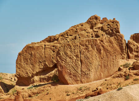 Fairy Tale Canyon, rock formations on the Issyk-Kul lake. Kyrgyzstan.Central Asia