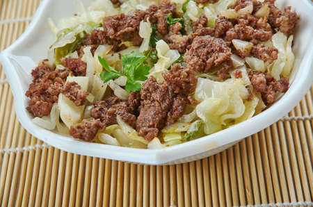Ground Turkey and Cabbage Stir-Fry close upの写真素材