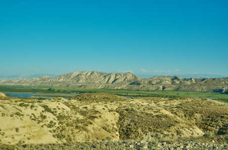 Mountain plateau district of Jalal-Abad Region in western Kyrgyzstanの写真素材