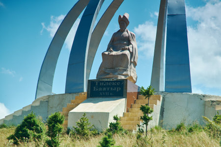 Chyjyrchyk pass , Pamir Highway, Kyrgyzstan , Central Asia , Monument, July 31, 2018のeditorial素材
