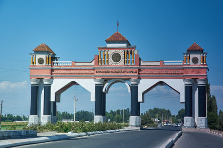 Jalal-Abad , Monument at the entrance to the city, Kyrgyzstan. July 30, 2018のeditorial素材