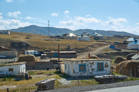 Sary-Tash village, kyrgyzstan Chon-Alai valley. August 2, 2018のeditorial素材