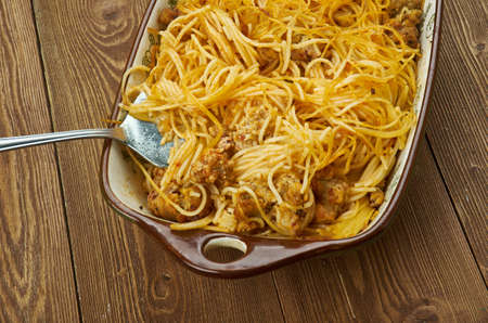 One Pot Taco Spaghetti, combine spaghetti with all of your favorite ground beef taco flavorsの写真素材