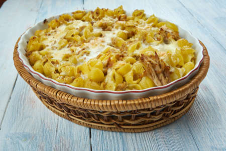 Cheesy Hamburger Casserole, noodles, cheese, hamburger an easy meal.の写真素材