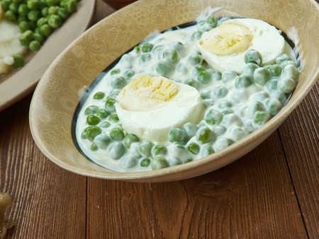 Old Fashioned Cold English Pea Salad, English cuisine, Britain Traditional assorted dishes, Top...