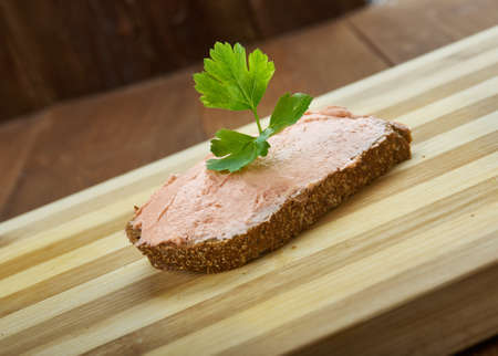 Rugbrod - Danish style rye bread with herring butterの写真素材