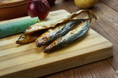 Bokling, hot-smoked herring similar to the kipper and the bloater,  Norwegian  cuisine,  Traditional...