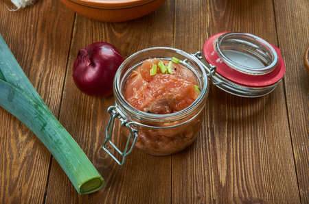 Rokt laks, Smoked salmon, Norwegian  cuisine,  Traditional assorted dishes, Top view.の写真素材