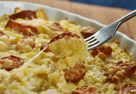 Hash Brown  Breakfast Casserole With Sausage, easy breakfast casserole is made with frozen hash browns, eggs, sausage and cheeseの写真素材