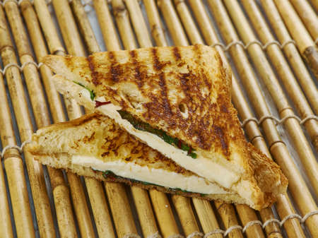 Grilled Paneer Sandwich indian style close upの写真素材