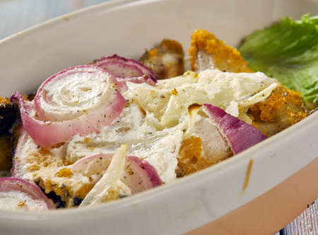Maskintorsk -  Norwegian dish of cod, onions and vocal sauceの写真素材