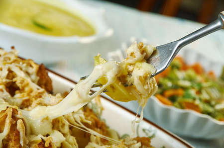 Hamburger Potato Casserole with ground beef, cheese and potatoes like a meaty potatoes au gratin or cheesy scalloped potatoesの写真素材