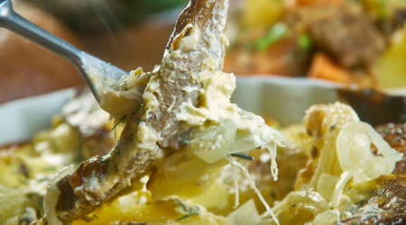 Veal Orloff - myaso po frantsuski;, Russian 19th century classic cuisine , assorted  dishes, Top...
