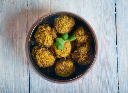 Polpette di carne , pan-fried meatballs of minced meatの写真素材