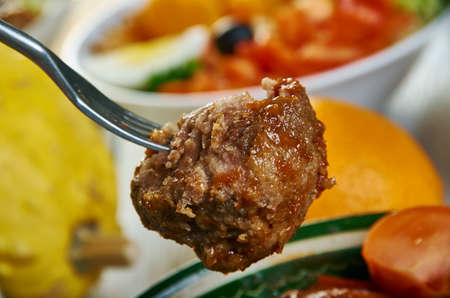 Kefta Tagine, Moroccan cuisine; assorted dishes; Top vie;