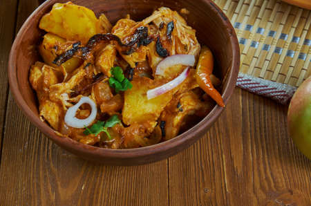 Ð¡hahohbili chicken , Caucasian  cuisine, Traditional assorted dishes, Top view.の写真素材