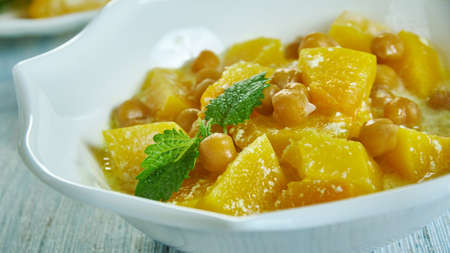 Chickpea and squash coconut curry, great healthy, vegetarian midweek meal.の写真素材