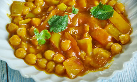 Spicy Lentil , Chickpea Stew, Moroccan stew belies its complex flavorの写真素材